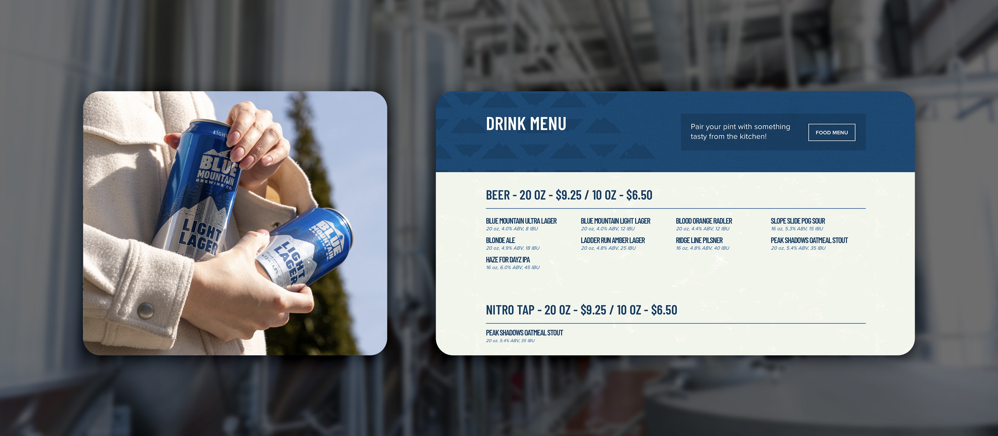 A collage of images from the Blue Mountain Brewing Co. website.