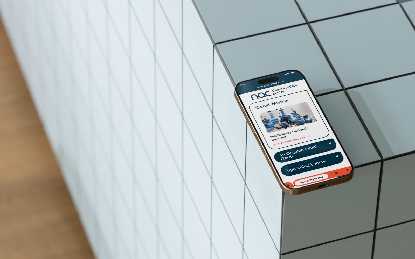 The Niagara Artist Centre's website is open on a phone.