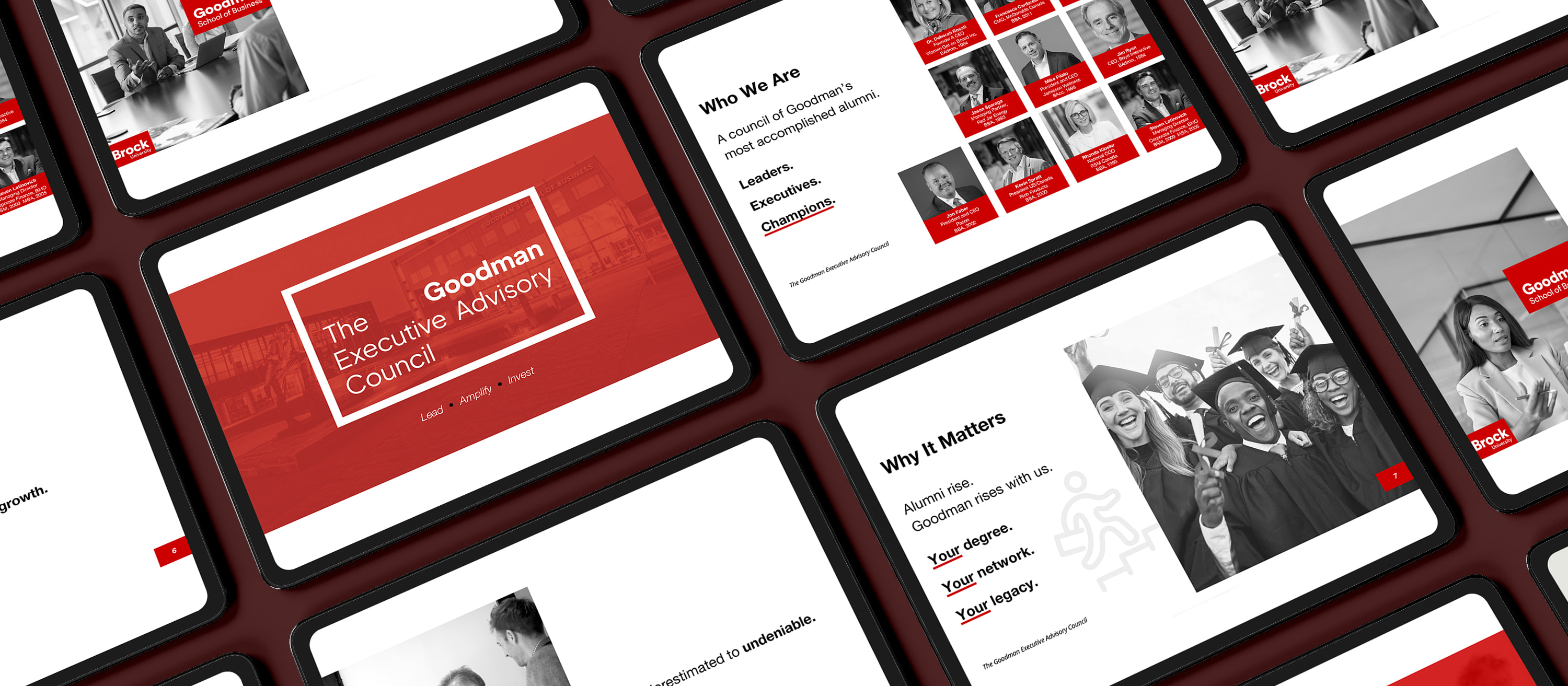 Collage of Brock University Goodman School of Business web pages.