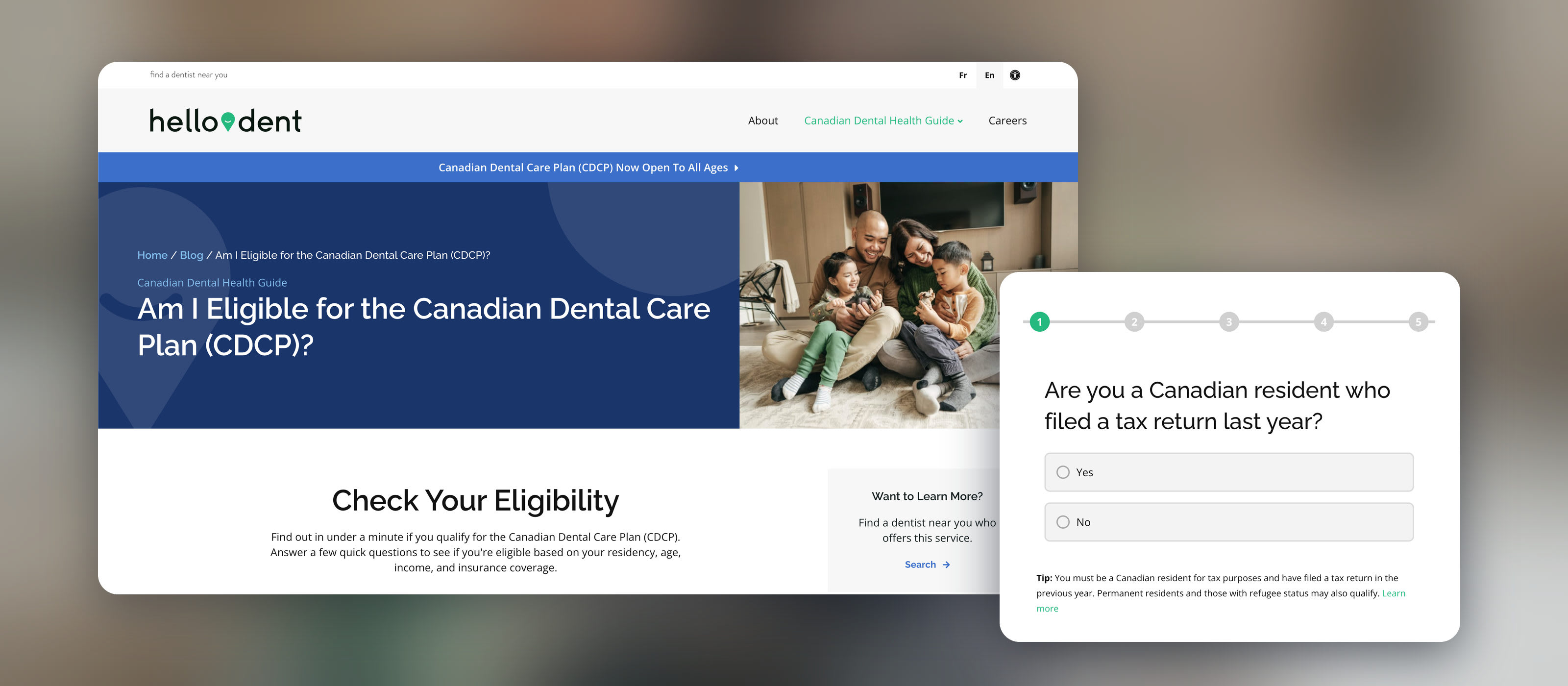The CDCP page on hellodent.